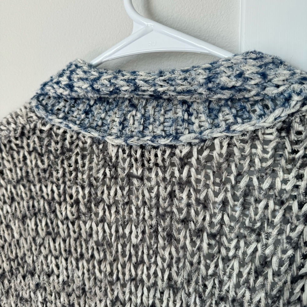 Vince Blue Gray Striped Oversized Cardigan Size XS/S Chunky Knit Fall Winter - Picture 10 of 15